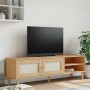 Mobile TV SENJA Aspetto Rattan Marrone 158x40x49 Massello Pino