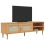 Mobile TV SENJA Aspetto Rattan Marrone 158x40x49 Massello Pino