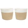 Cestini Portaoggetti 2pz Beige e Bianco Ø24x18 cm in Cotone