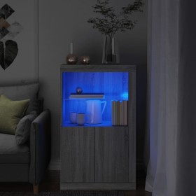 Armadietto con Luci LED Grigio Sonoma in Legno Multistrato