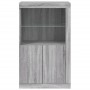 Armadietto con Luci LED Grigio Sonoma in Legno Multistrato