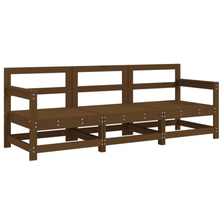 Set Salotto da Giardino 3 pz Miele in Legno Massello di Pino