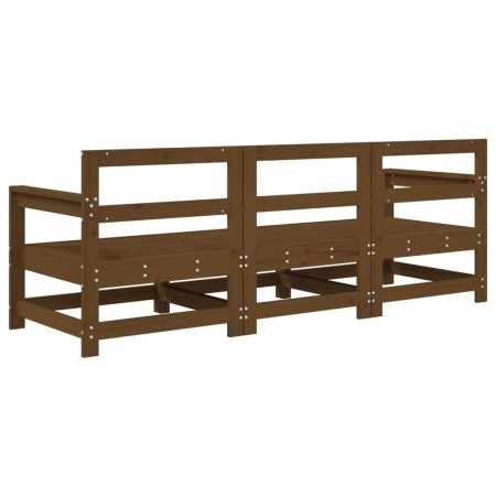 Set Salotto da Giardino 3 pz Miele in Legno Massello di Pino