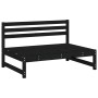 Set Salotto da Giardino 2 pz Nero in Legno Massello di Pino