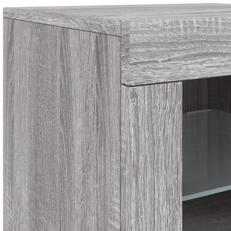 Armadietto con Luci LED Grigio Sonoma in Legno Multistrato