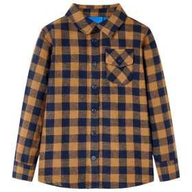 Camicia a Quadri da Bambino Cognac e Blu 92