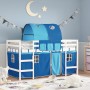 Letto a Soppalco con Tunnel Bambini Blu 80x200cm Massello Pino