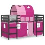 Letto a Soppalco con Tunnel Bambini Rosa 90x200cm Massello Pino