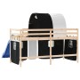 Letto a Soppalco con Tunnel Bambini Bianco e Nero 90x200cm Pino