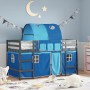 Letto a Soppalco con Tunnel Bambini Blu 90x190cm Massello Pino