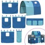 Letto a Soppalco con Tunnel Bambini Blu 90x190cm Massello Pino