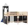 Letto a Soppalco con Torre Bambini Bianco e Nero 90x200cm Pino