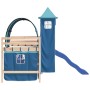 Letto a Soppalco con Torre Bambini Blu 80x200cm Massello Pino