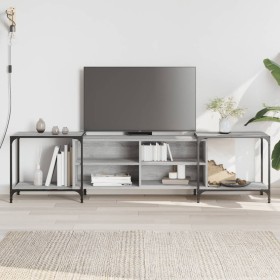 Mobile Porta TV Grigio Sonoma 203x37x50 cm in Legno Multistrato