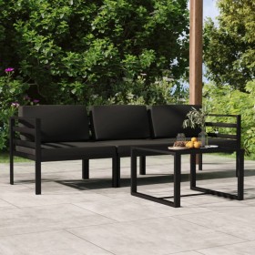 Set Divani da Giardino 4 pz con Cuscini in Alluminio Antracite