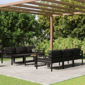 Set Divani da Giardino 7 pz con Cuscini in Alluminio Antracite