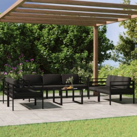 Set Divani da Giardino 8 pz con Cuscini in Alluminio Antracite