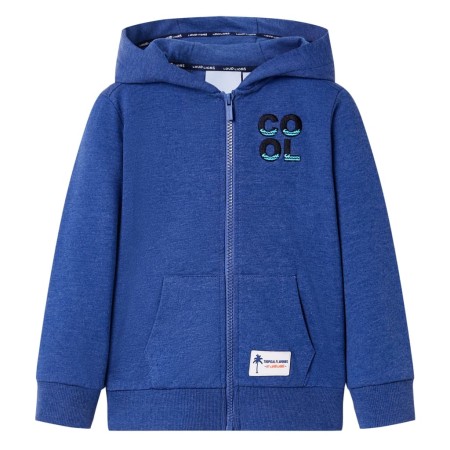 Felpa con Cappuccio e Cerniera per Bambini Blu Scuro Mélange 128