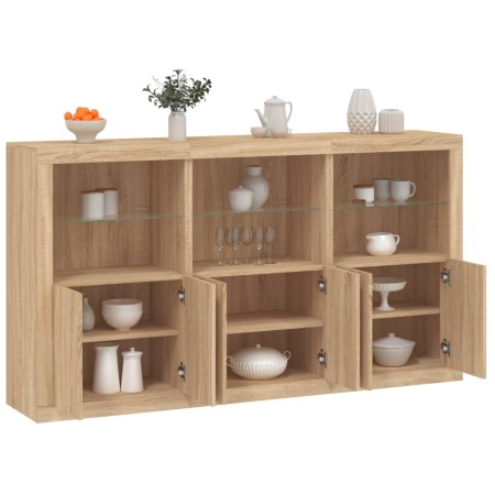 Credenza con Luci LED Rovere Sonoma 181,5x37x100 cm