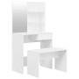 Set Tavolo da Toeletta Bianco Lucido 74,5x40x141 cm