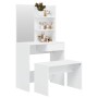 Set Tavolo da Toeletta Bianco Lucido 74,5x40x141 cm