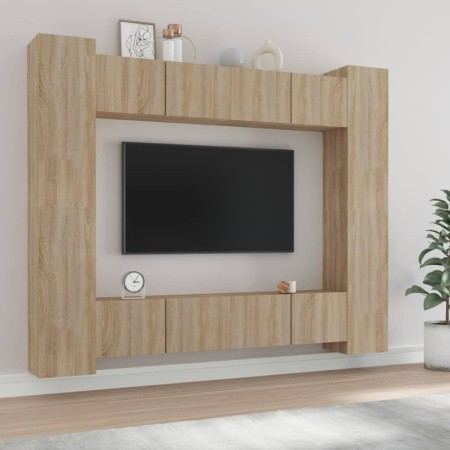 Set Mobili Porta TV 8pz Rovere Sonoma in Legno Multistrato