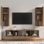 Set Mobili Porta TV 4 pz Rovere Marrone in Legno Multistrato