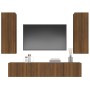 Set Mobili Porta TV 4 pz Rovere Marrone in Legno Multistrato