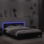 Giroletto con Testiera e LED Nero 150x200 cm