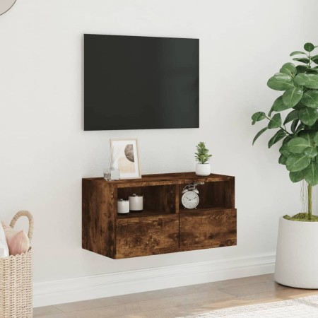 Mobile TV a Parete Rovere Fumo 60x30x30 cm in Legno Multistrato