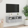 Mobile TV a Parete Grigio Cemento 80x30x30 cm Legno Multistrato