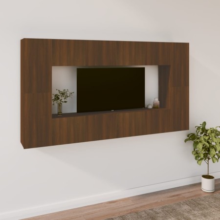 Set Mobili Porta TV 8pz Rovere Marrone in Legno Multistrato