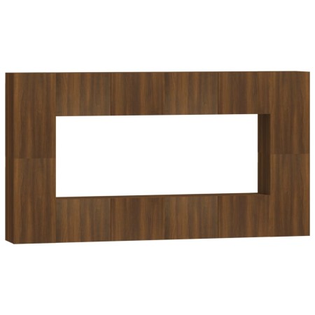 Set Mobili Porta TV 8pz Rovere Marrone in Legno Multistrato