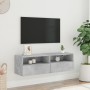 Mobile TV a Parete Grigio Cemento 100x30x30cm Legno Multistrato