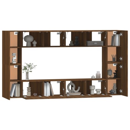 Set Mobili Porta TV 8pz Rovere Marrone in Legno Multistrato