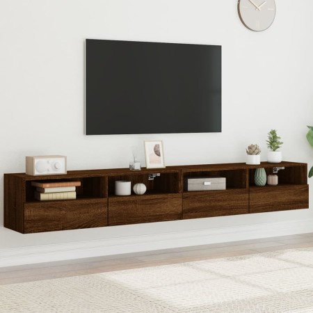 Mobili TV Muro 2pz Rovere Marrone 100x30x30cm Legno Multistrato