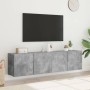 Mobili TV a Parete 2pz Grigio Cemento 80x30x41 cm