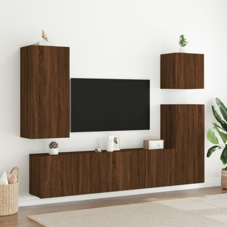 Mobili TV a Parete 2pz Rovere Marrone 80x30x41 cm