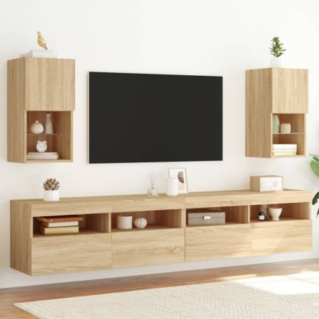 Mobili TV con Luci LED 2pz Rovere Sonoma 30,5x30x60 cm