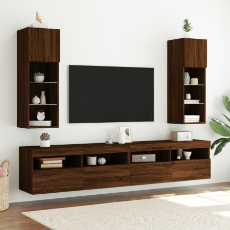 Mobile TV con Luci LED Rovere Marrone 30,5x30x90 cm