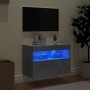 Mobile TV a Parete con Luci LED Grigio Cemento 60x30x40 cm