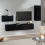 Set Mobili Porta TV 4 pz Nero in Legno Multistrato