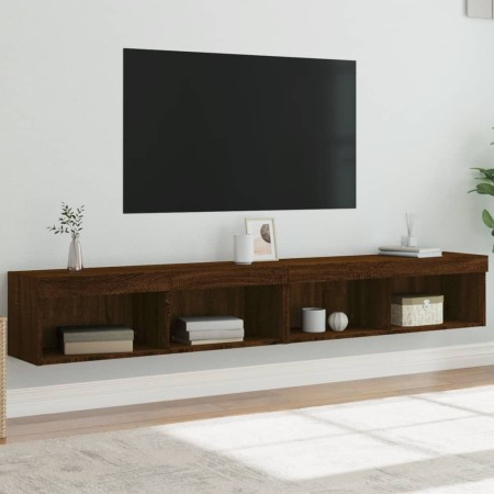 Mobili Porta TV con Luci LED 2 pz Rovere Marrone 100x30x30 cm