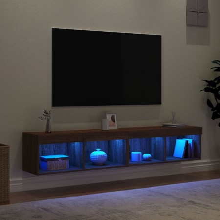 Mobili Porta TV con Luci LED 2 pz Rovere Marrone 80x30x30 cm