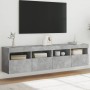 Mobili TV a Parete con Luci LED 2pz Grigio Cemento 80x30x40cm