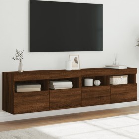 Mobili TV a Parete con Luci LED 2pz Rovere Marrone 80x30x40 cm