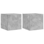 Mobili TV a Parete con Luci LED 2pz Grigio Cemento 30,5x35x30cm