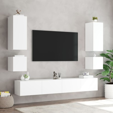 Mobile TV a Parete con Luci LED Bianco 40,5x35x40 cm