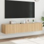 Mobili TV a Parete con Luci LED 2pz Rovere Sonoma 80x35x31 cm