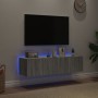 Mobili TV a Parete con Luci LED 2pz Grigio Sonoma 60x35x31 cm